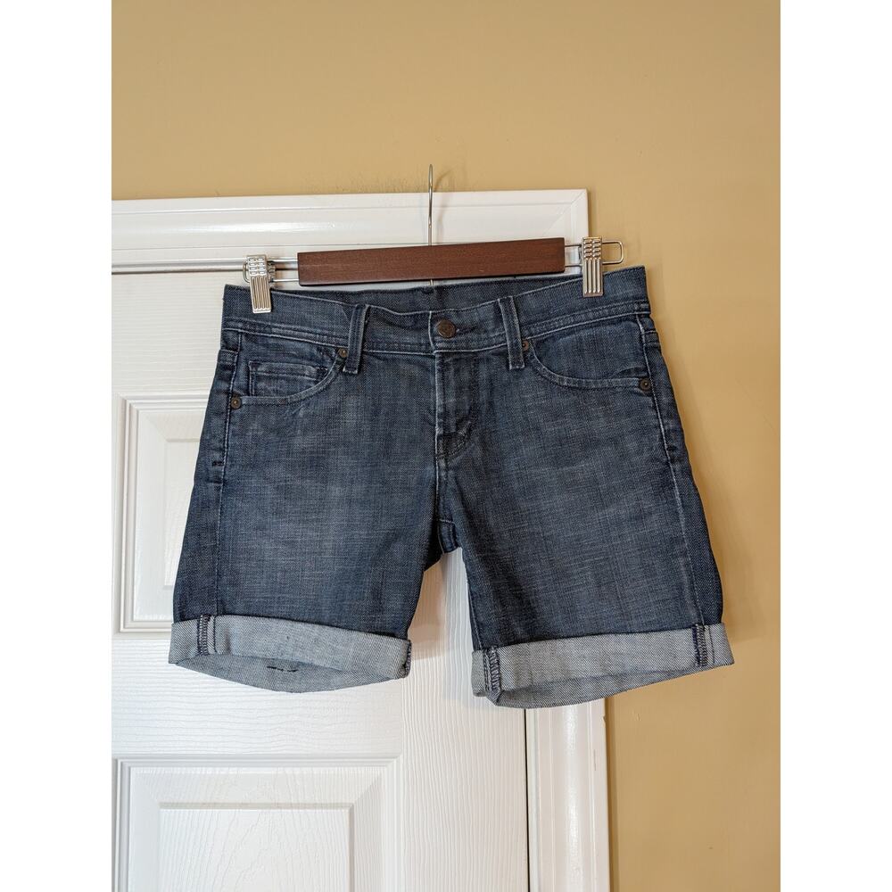 7 For All Mankind Dark Wash Low Rise Denim Shorts Size 26 Y2K